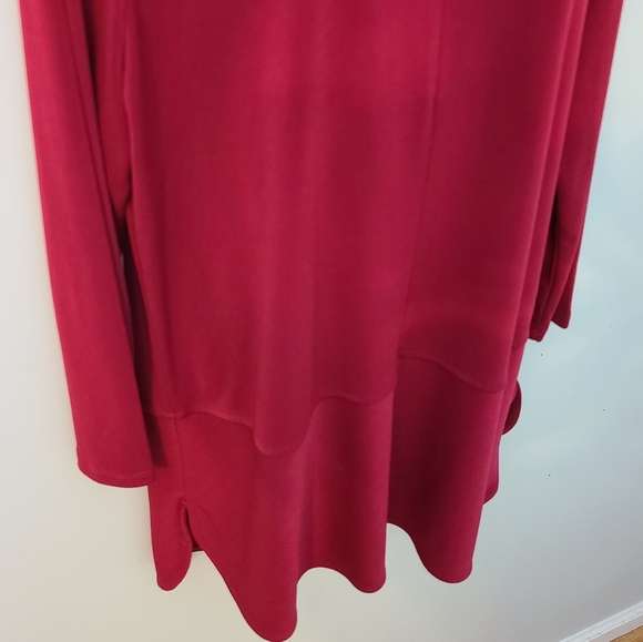 Lauren Ralph Lauren Red Tunic Womens XL 3/4 Sleeve Split Hem Key Neck Side Vents - Picture 4 of 8